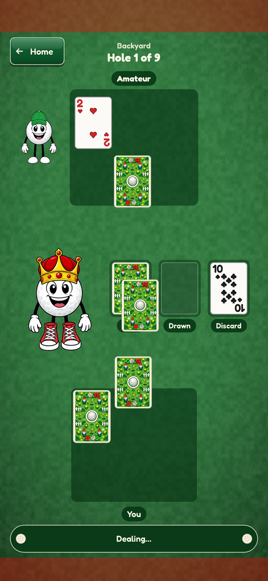 The table: your six cards, the deck and the discard pile